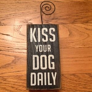 Rustic Black and White Dog Sign with picture holder top